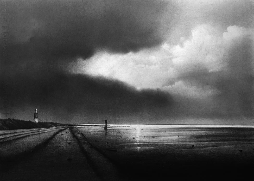 A graphite drawing of Spurn, mouth of the Humber